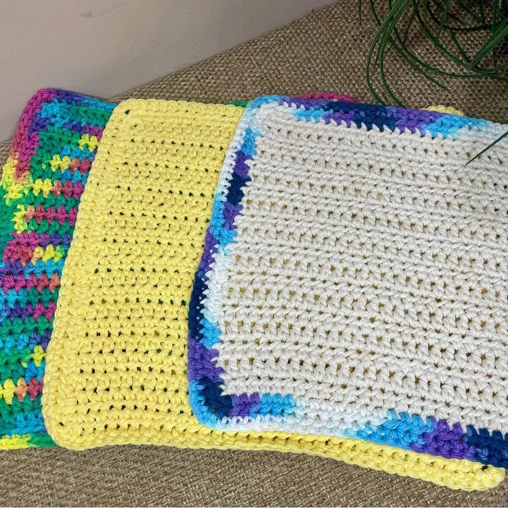 Handcrafted Crochet Washcloths -Set of 3